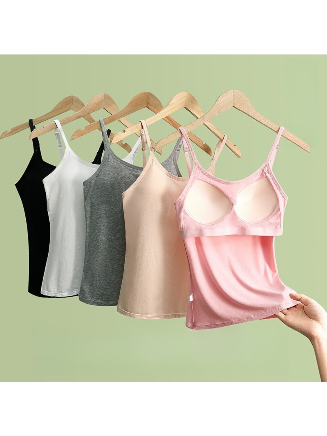 womens camisole top beautiful back thin strap vest inner and outer wear with chest pad   to wear   integrated fixed cup underwear built in bra seamless camisole vest underwear solid color