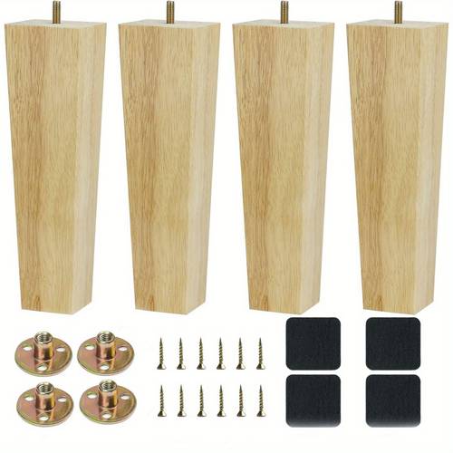collection of 4 sturdy wooden legs 2 36 4 6 inch square century modern replacement feet for sofa couch armchair bed dresser cabinet with mounting hardware natural wood end