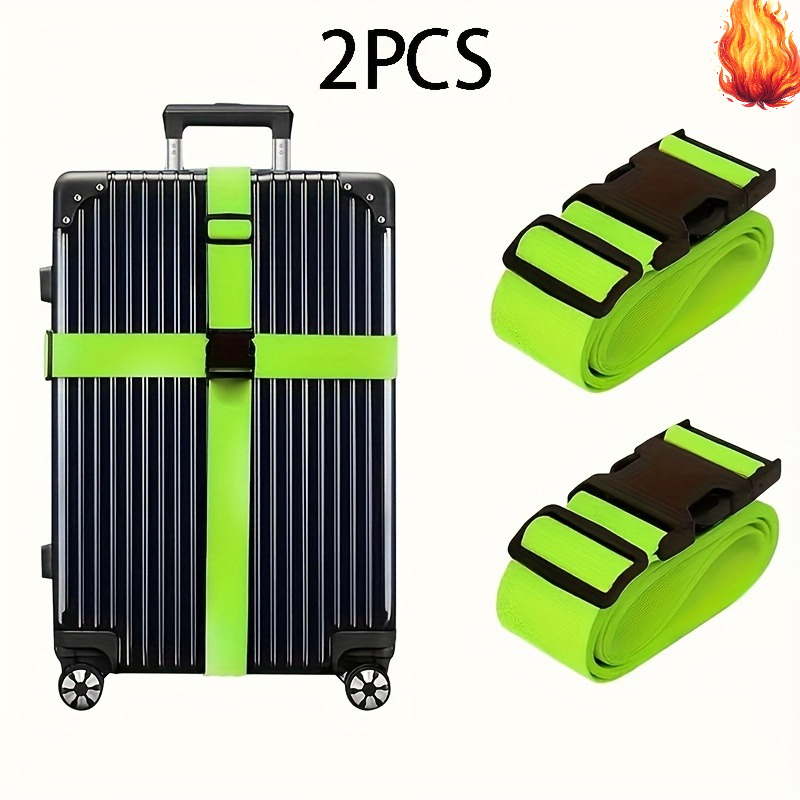 TEMU 2pcs Luggage Straps - Quick Release Anti-theft Suitcase Belts | Durable For Air Travel, Camping And Business Trips | Adjustable, Easy-clean And