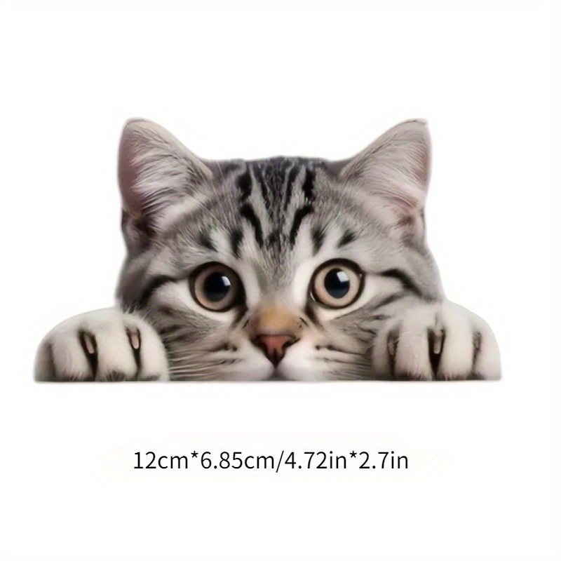 Vinyl Sticker Of A Peeking - Adorable Gray Tabby With Eyes - Self-stick Decal For Vehicles, Laptops, Suitcases, Windows, And Desks