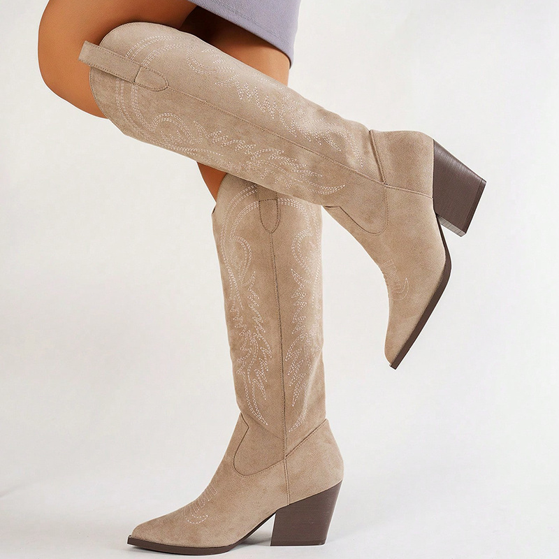 womens elegant western style embellished cowboy boots high - Temu Oman