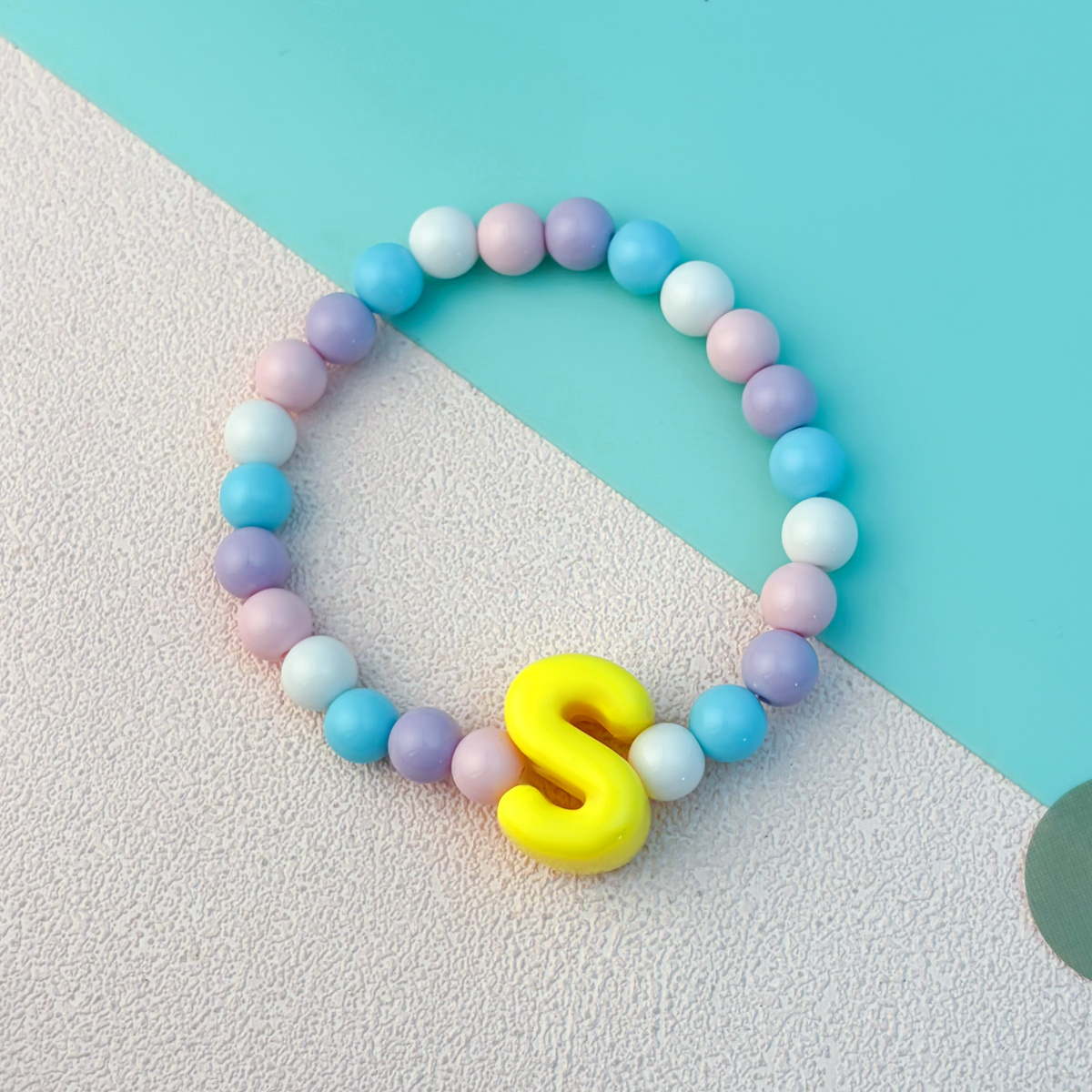 Playful Cartoon Macaron Multicolor Letter Elastic Bracelet