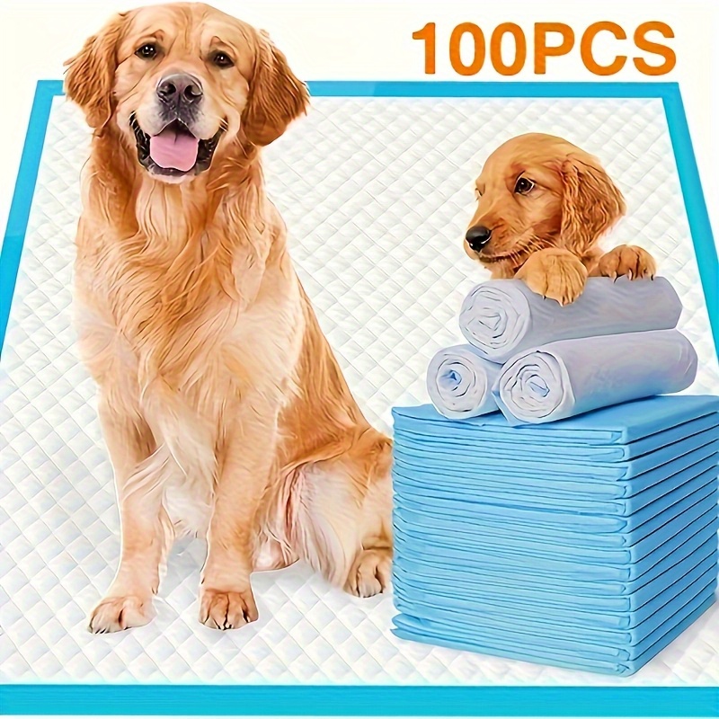 100pcs thick leakproof super absorbent puppy pads 23 62 inch 23 62 inch disposable training mats for dogs cats and rabbits blue  