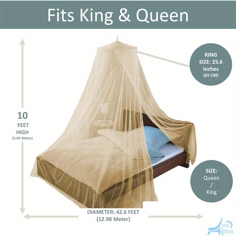 decorative elegant bed net canopy set including full hanging kit ideal for indoors or outdoors intended for a for covering beds cribs hammocks beige queen king details 3