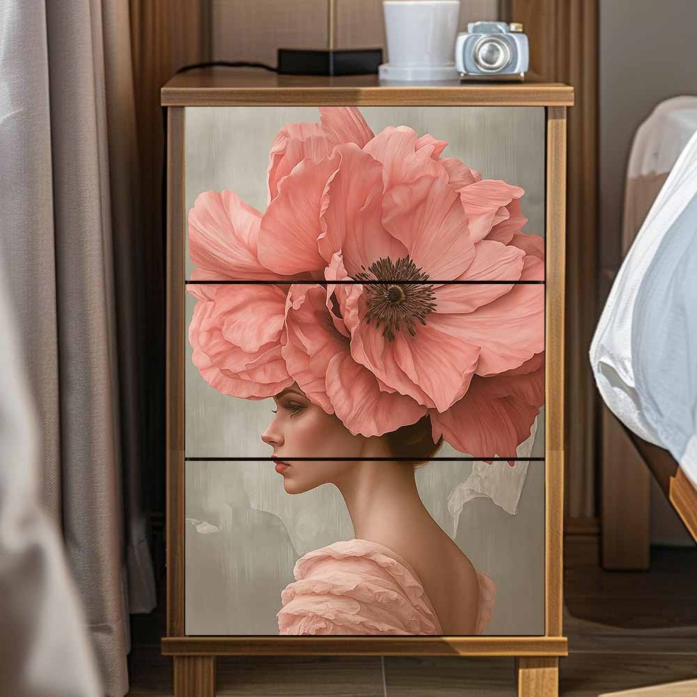 TEMU 3 pezzi Grandi Donna con Cappello a Rosa & Fogli di Trasferimento UV DTF Multicolore (15,24x30,48 cm/6"x30,48") - Adesivi Termoadesivi Fai-da-te