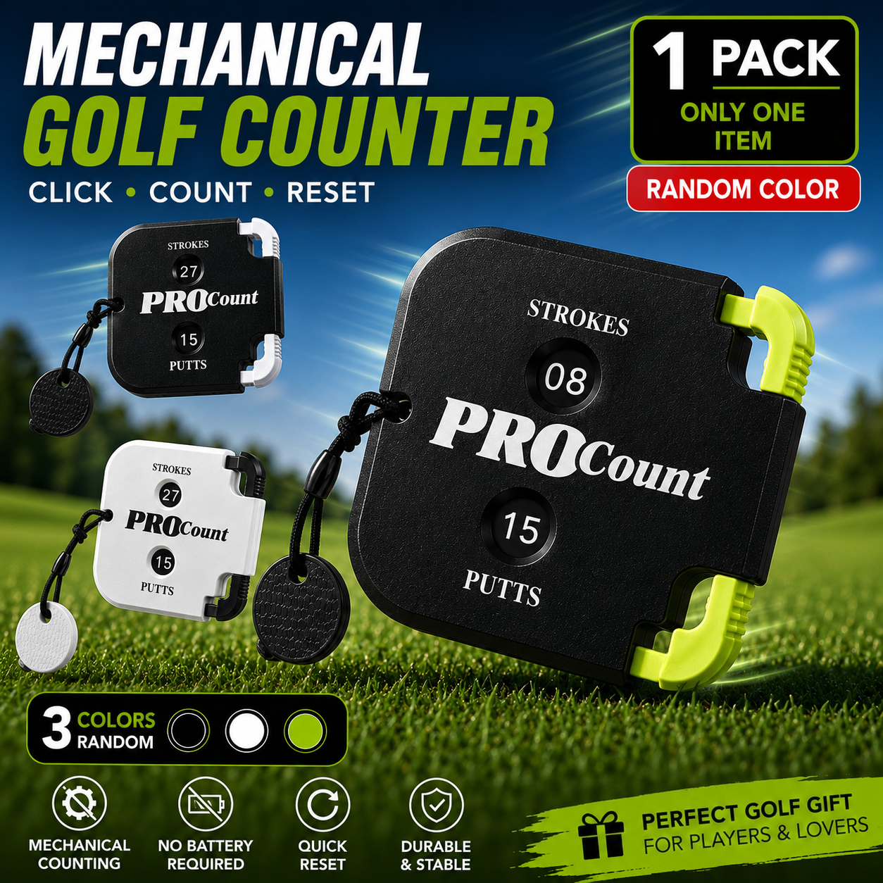 TEMU 1pc Mechanical , Resettable Dual Dial Click , Maximum Count 99, Lightweight 19g/0.67oz Portable , Random Color