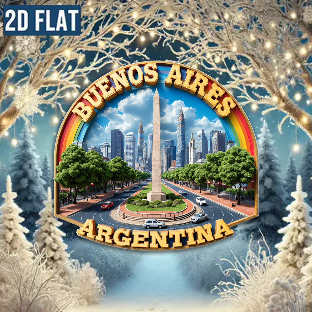 TEMU 1pc Argentina Cityscape Magnet - Argentina Landmarks ( Obelisk, De Los ) - Strong Magnetic Backing For Fridge, Office, Travel Souvenir - Ideal