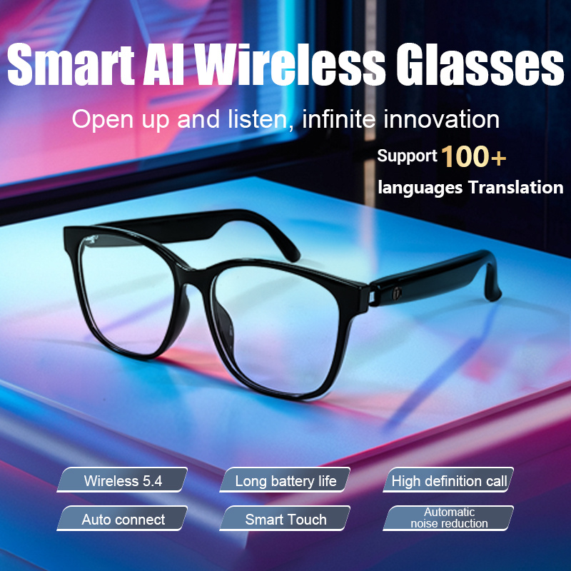   smart wireless glasses new ai translation instant music voice play lightweight long   noise reduction high definition   translation glasses wearable ai glasses unisex suitable for office indoor accessory