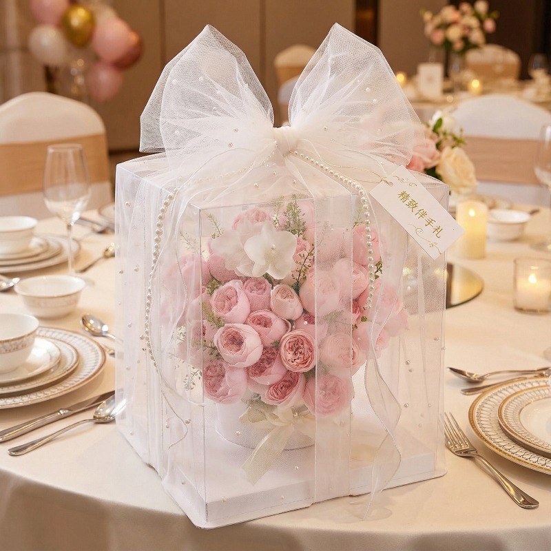 E-shop Weiße Perlen Tüll, Schöne Gastgeschenktüten für Brautpartys - Geschenkverpackung aus Polyester-Mesh, Geeignet für Valentinstag, Hochzeiten,