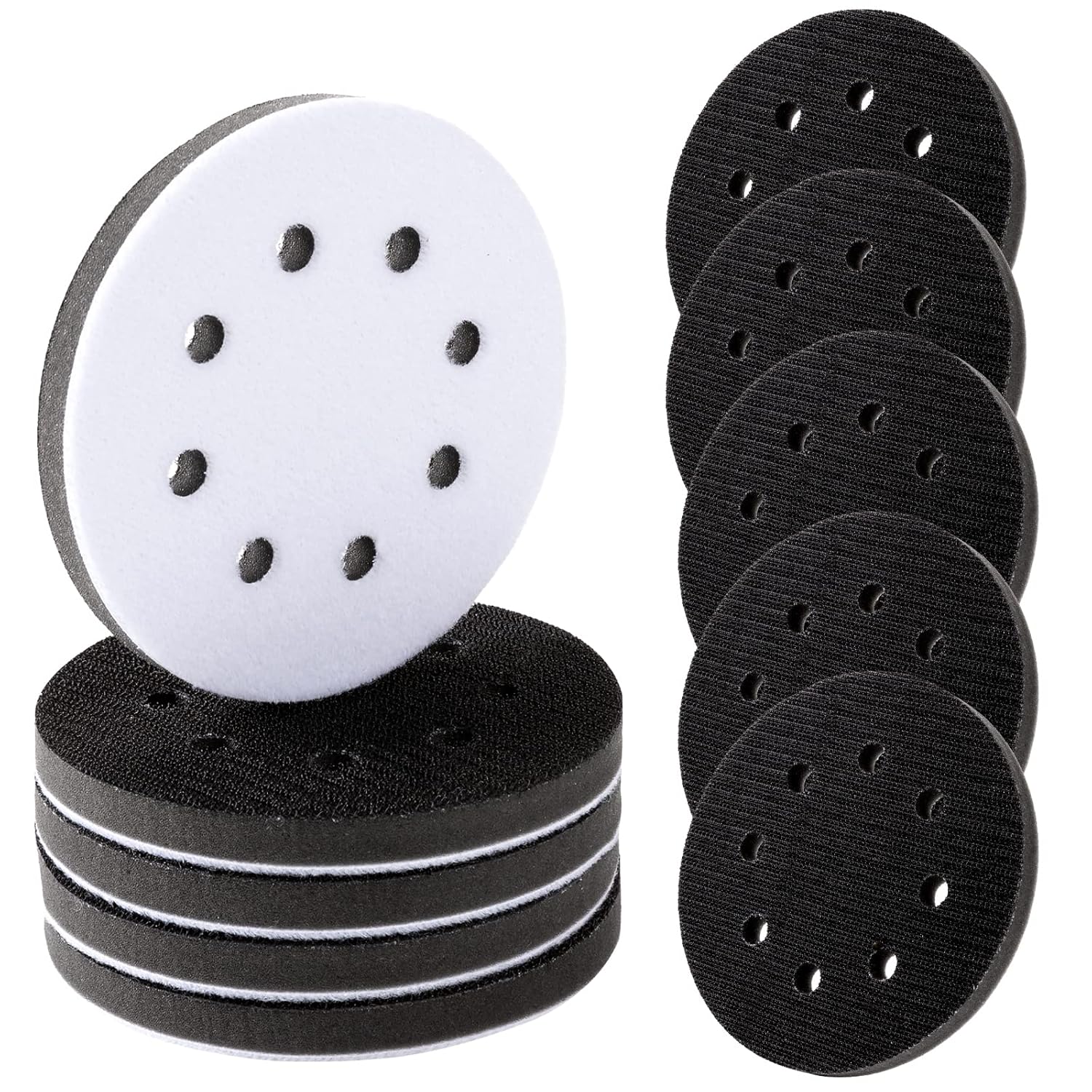 TEMU 8 Pack Soft Density Interface Pads 5 Inch 8 Holes Buffer Backing Pad Foam Sanding Interface Pads For Orbital Sander Automotive Woodworking