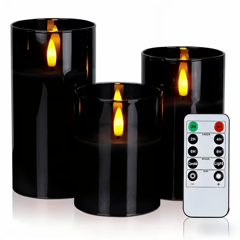 TEMU Flameless Led Pillar Candles With 3d Flickering Warm , Remote Control & Timer Function, 4