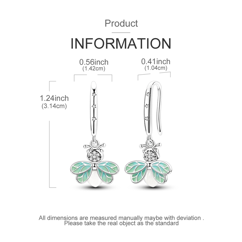 Women's 925 Silver Summer Night Firefly Hook Earrings