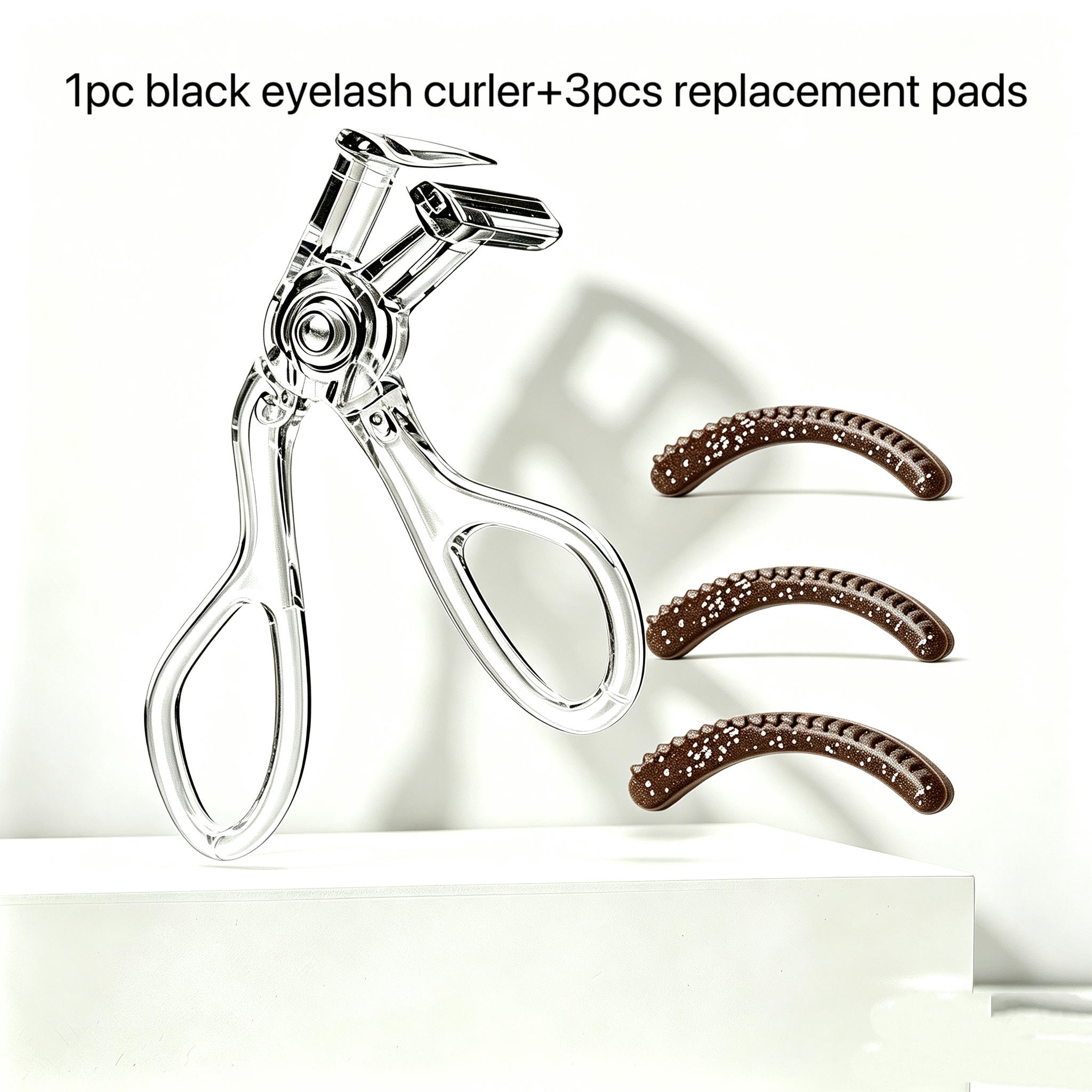 TEMU 1pc Portable Eyelash Curler With 3pcs Replacement Rubber Pads, Borderless Comb Style Curly Eyelashes, Long-lasting Shaping, Wide-angle Sunflower