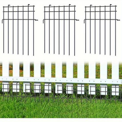 25 10 panels barrier fence decorative anti dig garden border with underground puppy blocker stakes adjustable outdoor pet containment for yard flower beds dog fence for outside vertical weatherresistant fencing