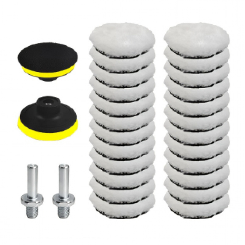 Image of 28pcs 75mm Polishing Pads, With M10 Drill Bit Adapter Polishing Discs, Suitable For Car Polishing, Polishing Machines, Grinders, For Polishing And Waxing