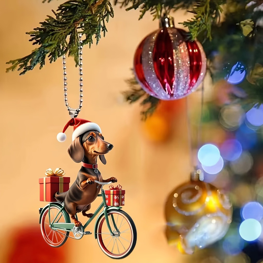 

Christmas Cycling Hanging Gift Boxes, Dog Keychain, Car Pendant Decoration, Keyring