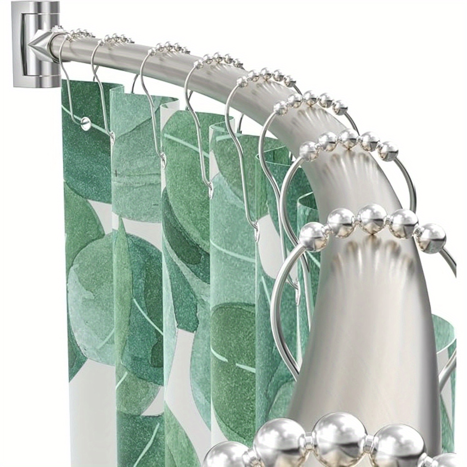 TEMU Curved Shower Curtain Rod 43-72 Inches Adjustable | Rustproof Aluminum Bath Rod | Round Shower Curtain Rod For Bathroom, Bathtub, Stall | Brush Nickel, Bronze, Chrome, Black Finish