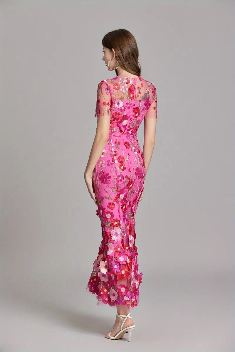 elegant heavy duty floral lace embroidered fitted mermaid long dress for women suitable for weddings and bridesmaid attire Product details 19