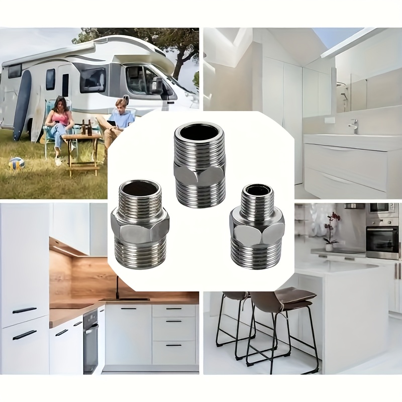 Image of 3pcs Shower Hose Connector - Suitable For Bathroom, Rv, And Outdoor Shower Hoses, Easy-to-install Hose Extender, Universal Bathroom Accessory - Shower Accessory
