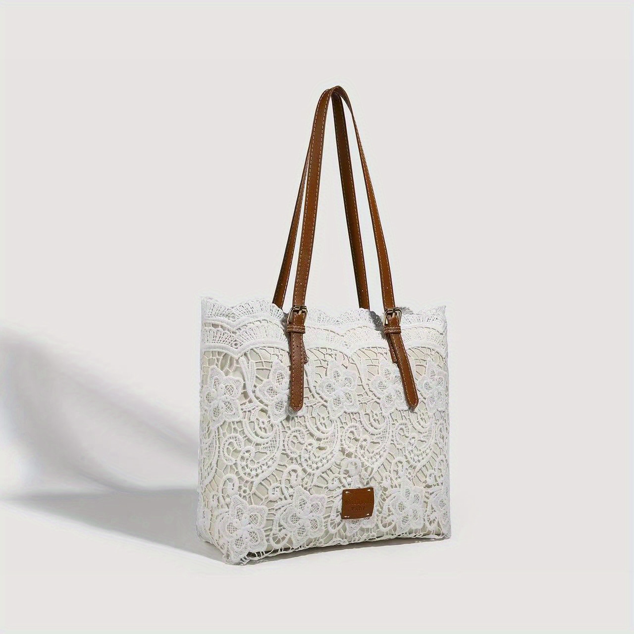 A 2025 New Lace Tote Bag, Featuring Heavy-duty Lace, a Spacious Interior, a Magnetic Snap Closure, and a Bucket-style Design. Soft and Foldable, It Makes a Great Gift for Mom. An Elegant Everyday Commuter Shoulder Bag