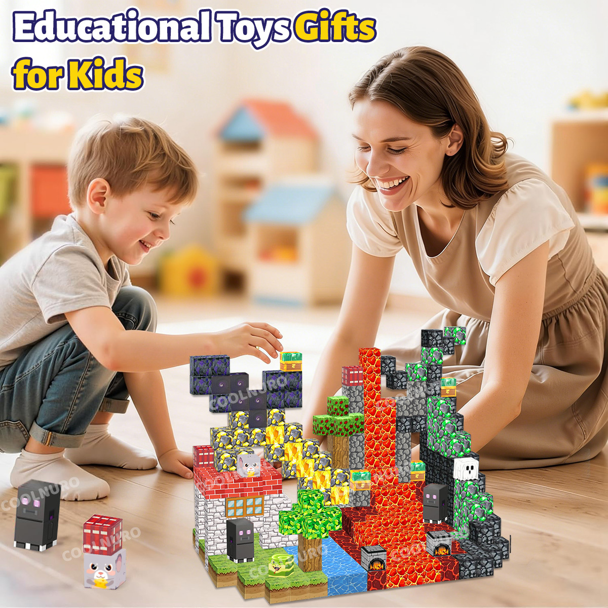 Coolnuro Magnetic Building Block Toys, Cave Theme Educational Toy