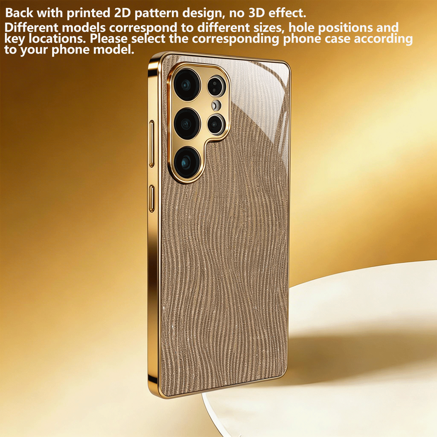 TEMU Phone Case - Gilded Ripple Texture Pattern Electroplated Tempered Glass Case Textured Anti-drop Case For Galaxy S26/s25s24s23s22s21s20note