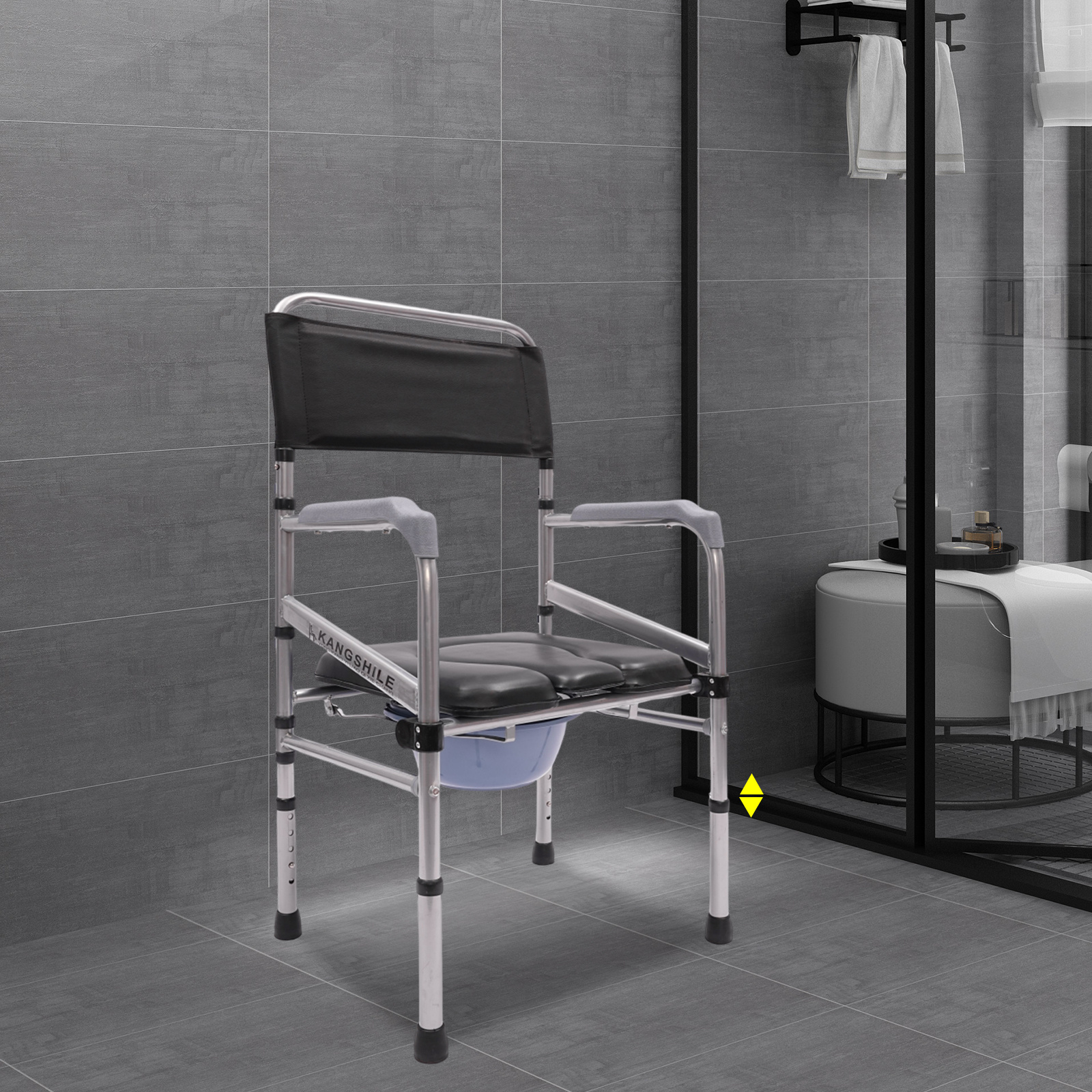 Oukaning Folding Shower Chair Bath Shower Folding Toilet Seat Safety Seat W/ Commode Folding Toilet Seat For Seniors Commode Portable Multifunctional Seniors Crouching Toilet Stool Chair For Bathroom