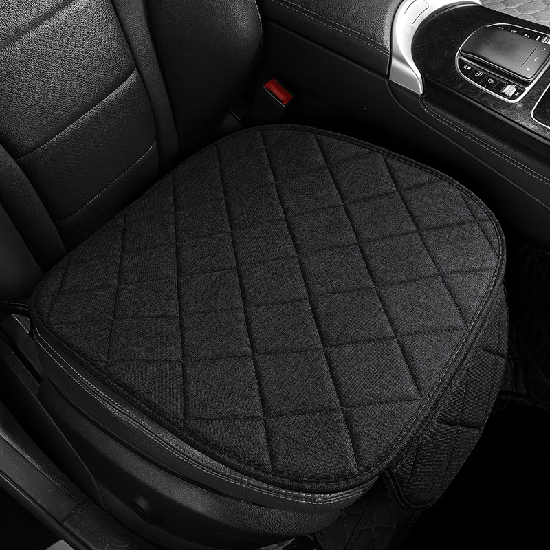 TEMU 1pc Car Seat Cushion, , Linen Texture, Large Check Rhombus Pattern, , Breathable, Front Single Seat, No Backrest, Seat Pad, Suitable For Sedan,