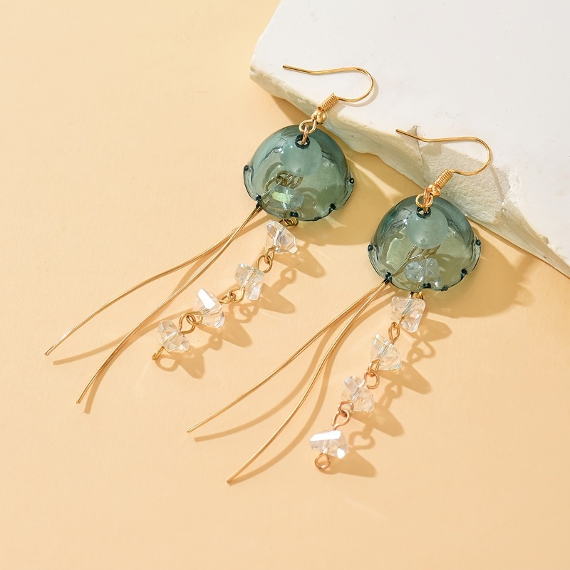 Women's Jellyfish Inspired Earrings with Geometric Tassels
