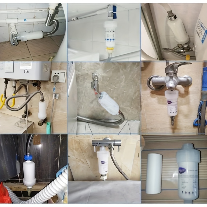 8 filtros para lavadora, filtro de sedimentos de alta eficiencia con 7 elementos filtrantes reemplazables, prefiltro para lavadora, grifo de ducha, calentador de agua y inodoro - Fácil instalación, filtro en línea para lavadora, purificador de agua doméstico