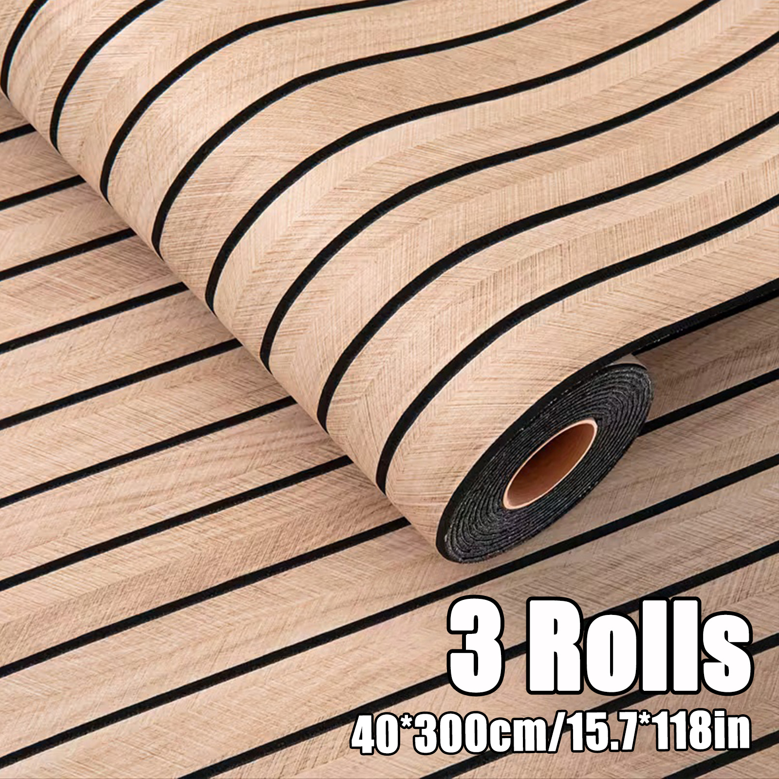 3 Rolls Self-adhesive 3d Wood Grain Wallpaper Roll - Peel And Stick Xpe Material, Ceiling And Wall Panel, Suitable For Curved Surfaces, Partitions And Installation, Wood Board Texture