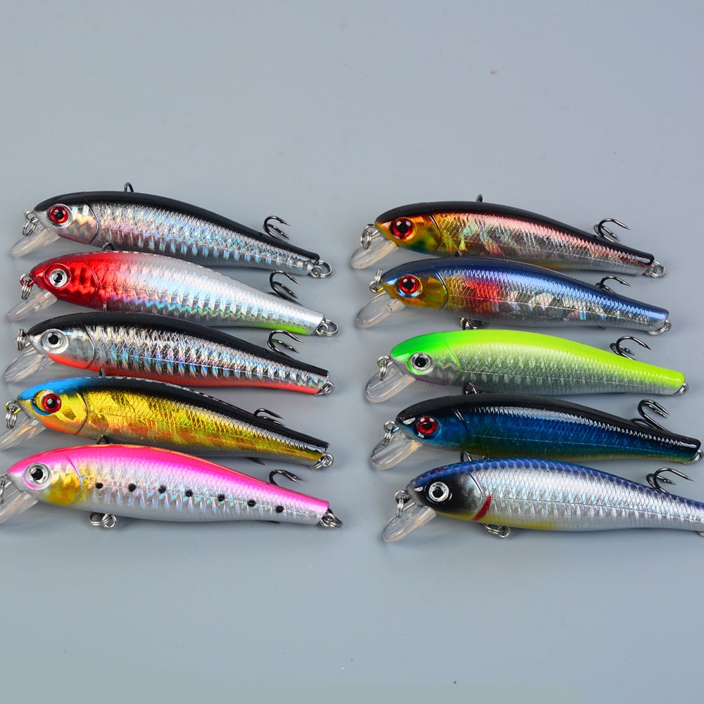TEMU 10pcs Jerkbait For Trout Pike Floating Minnow Fishing Lure Hard Bait Crankbait Artificial Fishing Tackle