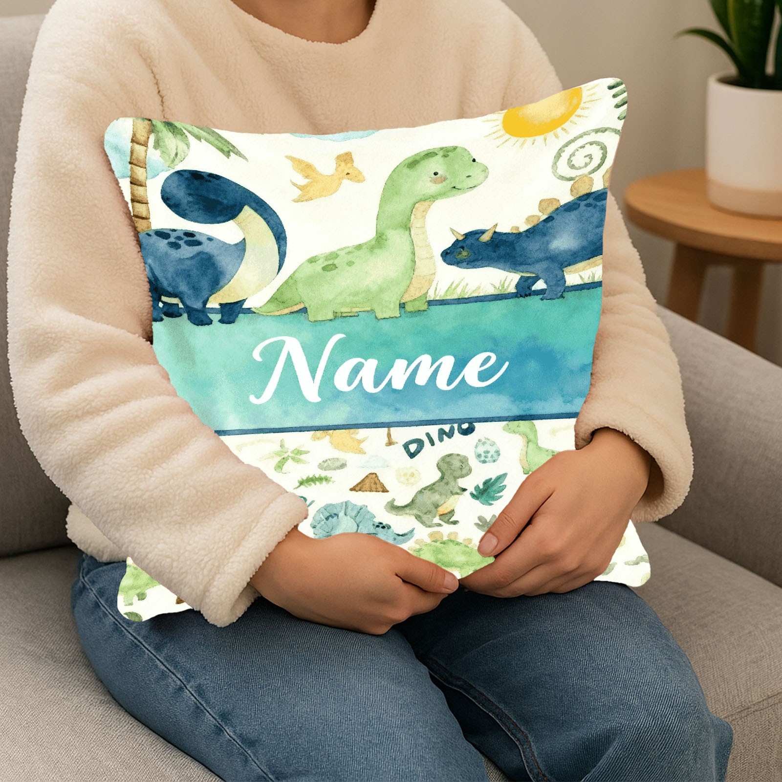 TEMU 1 pièce Taie d'oreiller personnalisable avec un nom, impression 2D à plat 18x18in/45x45cm, avec impression -, doublure intérieure, douce et