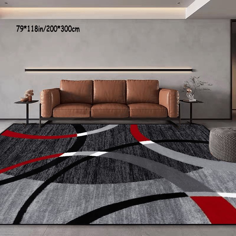 TEMU + Golden Diamond Velvet + 800g/m² + Anti-slip Dotted Plastic Backing 1pc Large Area Rug In Black, Gray, And Geometric Nordic Rug, Non-slip,