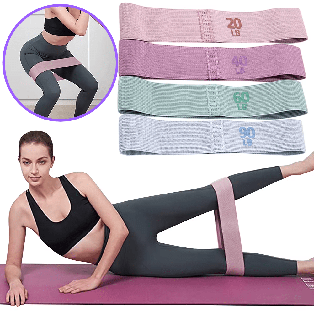 yoga toning strength training bands set 20lb 40lb 60lb 90lb options for non slip glute activation leg workout and power exercise at home