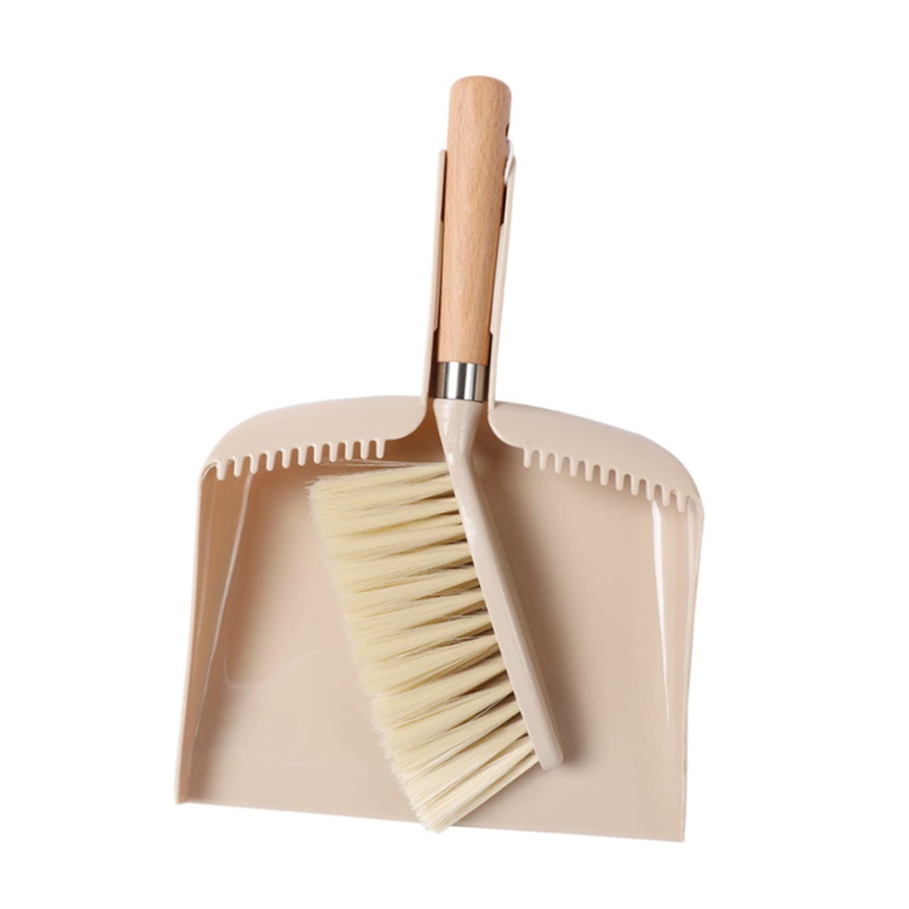 1set Mini Broom And Dustpan For Household Cleaning Compact Beige For Quick Home Office Kitchen And Desktop Areas