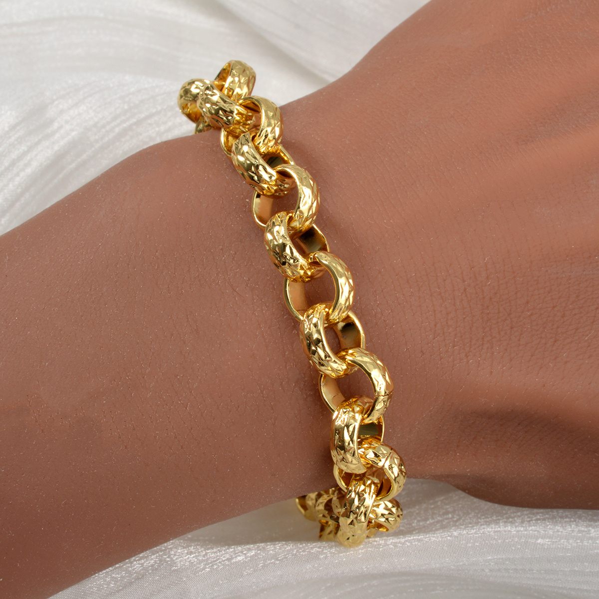 Hammered Link Chain Bracelet, Vintage Style Gift
