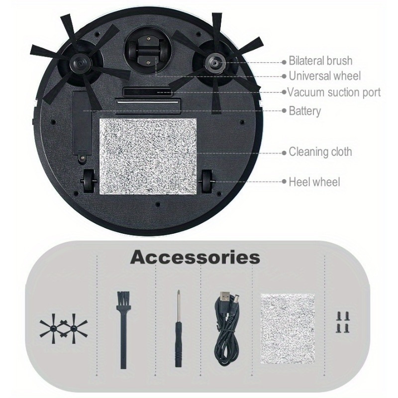 3-in-1 Robot Vacuum Cleaner with Tangle-Free Suction, Automatic Self-Charging, Multi-Purpose for Floor Cleaning, Pet Hair, Paper & Garbage - Fast Charging, Powerful Cleaning, USB Powered, Vacuum Cleaner Robot, Home Cleaning Aid, Modern Home Robot, Durable Plastic Body, Robust Construction 9 3-in-1 Robot Vacuum Cleaner with Tangle-Free Suction, Automatic Self-Charging, Multi-Purpose for Floor Cleaning, Pet Hair, Paper & Garbage - Fast Charging, Powerful Cleaning, USB Powered, Vacuum Cleaner Robot, Home Cleaning Aid, Modern Home Robot, Durable Plastic Body, Robust Construction - Image 9