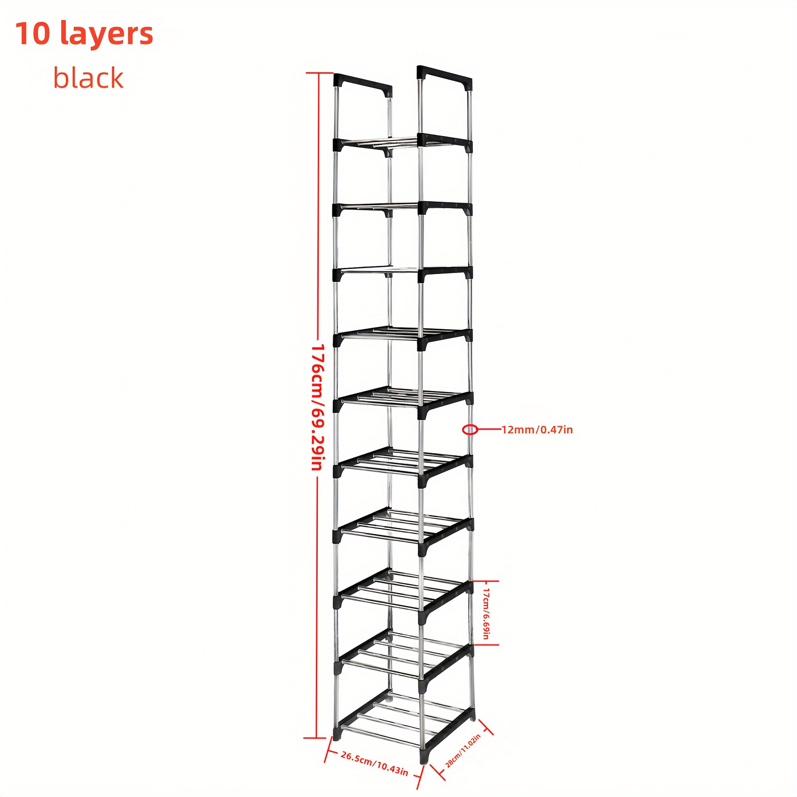 Image of 10-tier Shoe Rack, Space- Shoe Organizer For And Bedrooms, Small Storage Shelf With Design