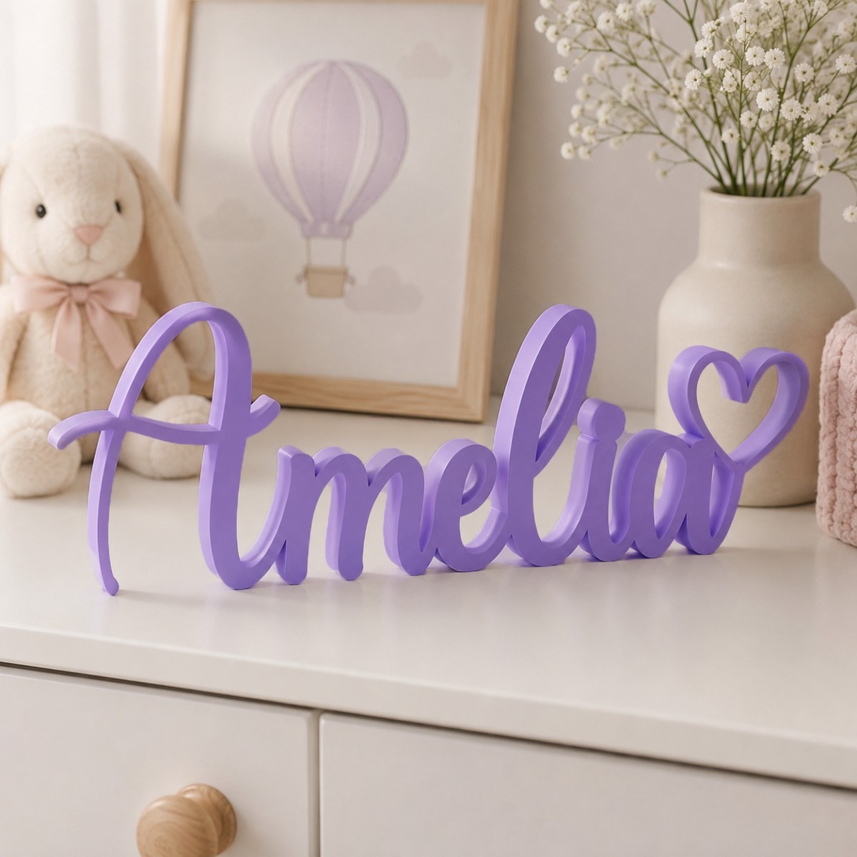 TEMU Custom Name Table Sign With Cursive Lettering & Cutout Heart Detail - Freestanding Pvc Name Plate Suitable For Housewarming Gifts,, Office Desk