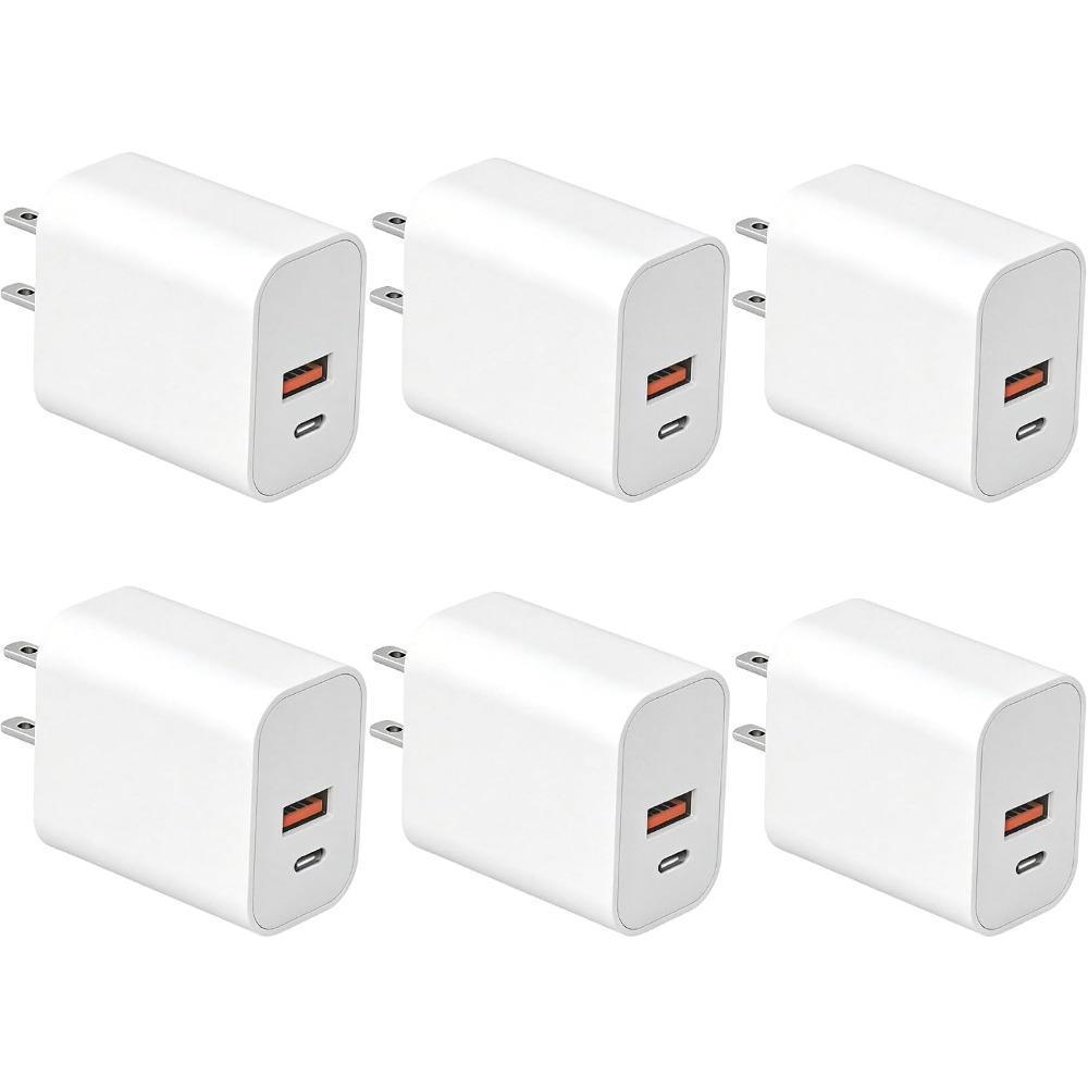 TEMU 6-pack Usb C Charger Blocks, 20w Fast Charging Multiport Adapters