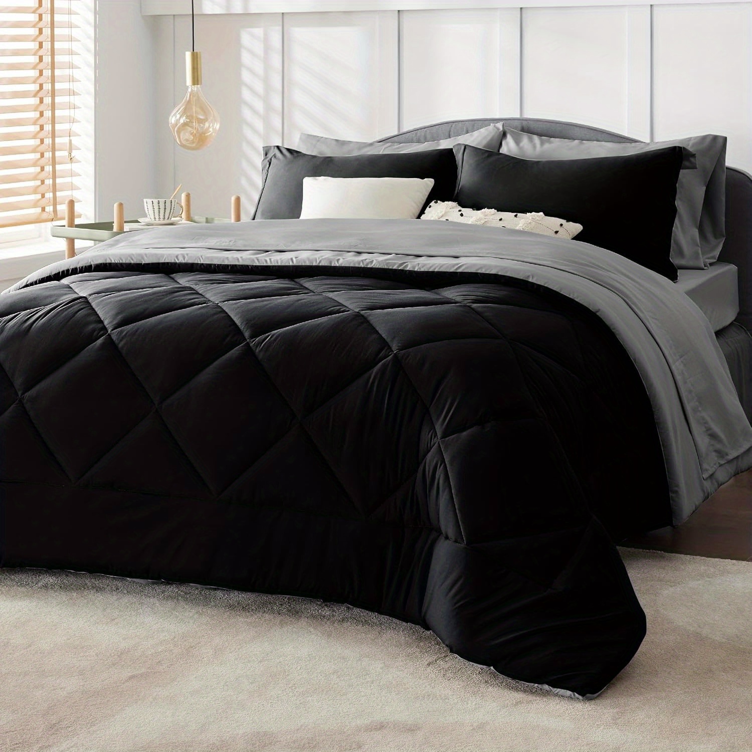 

Bedsurehome Bedding 6pcs/ 7pcs Reversible Bed Set Bed In A Bag With Comforters, Sheets, Pillowcases & Shams, Bedding Sets