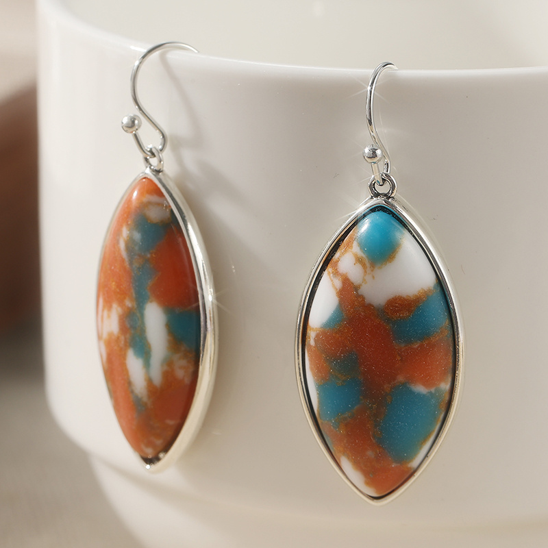 Women's Retro Synthetic Turquoise Pendant Earrings, Elegant Gift