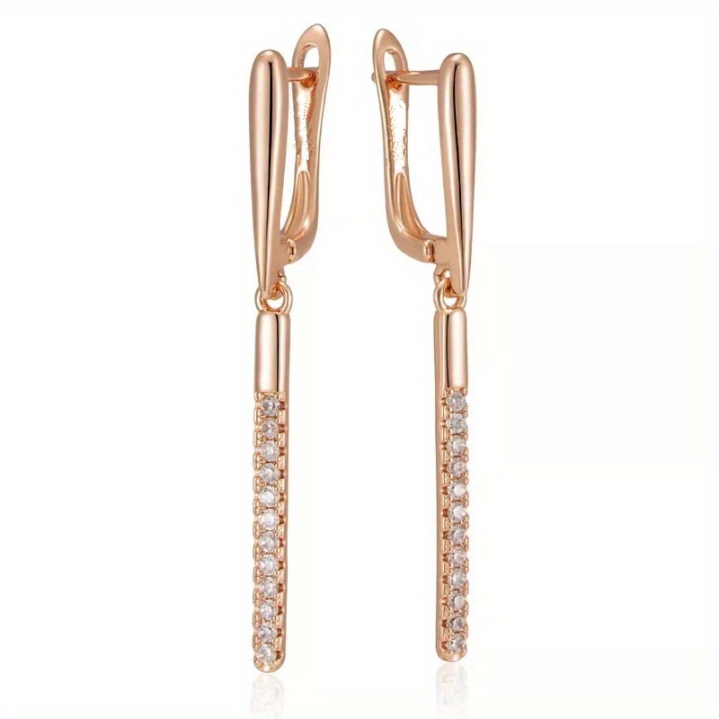 E-shop 1 Paar goldenfarbene, lange, baumelnde Ohrringe für Damen, Quaste, geometrische, synthetische Zirkonia-Schmuckverzierungen