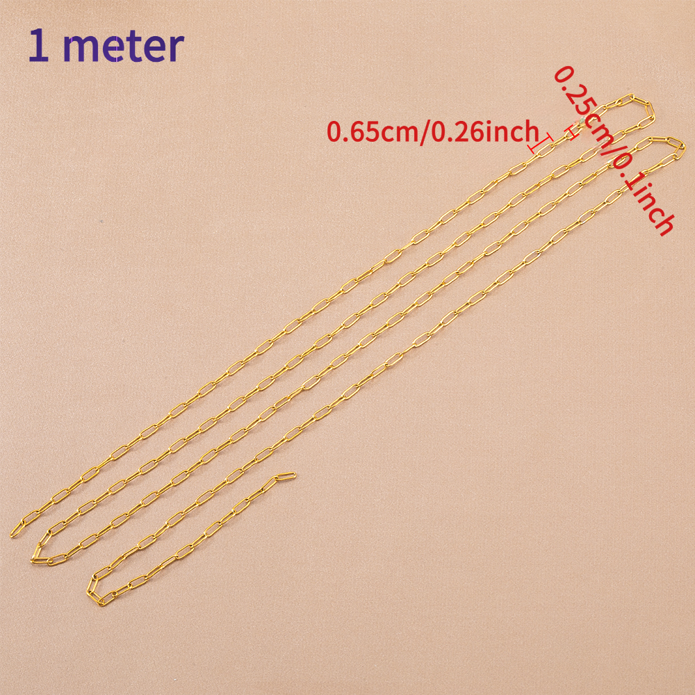 1M Stainless Steel Chain with 18K Golden Plating for DIY