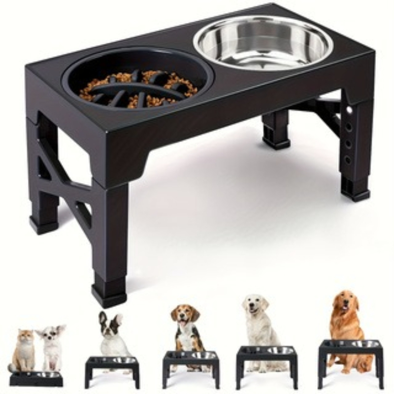 pet lifting bowl adjustable elevated cat bowl upright anti vomiting dog bowl dual feeding water bowl ergonomically adjustable height feeding rack   essential comfortable feeding solution Product details 3