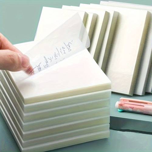 150 sheets waterproof transparent note paper self reusable notepad with square rectangular sizes clear writing surface for organization whiteboard glass board supplies versatile notetaking durable desk accessories sleek stationery material sticky notes corporate use