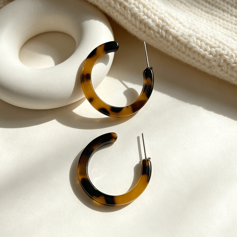 TEMU 1 par de aretes de C para mujer AIZX, adecuados para uso diario versátil, aros de baño de K y estampado de leopardo, pendientes de acrílico para