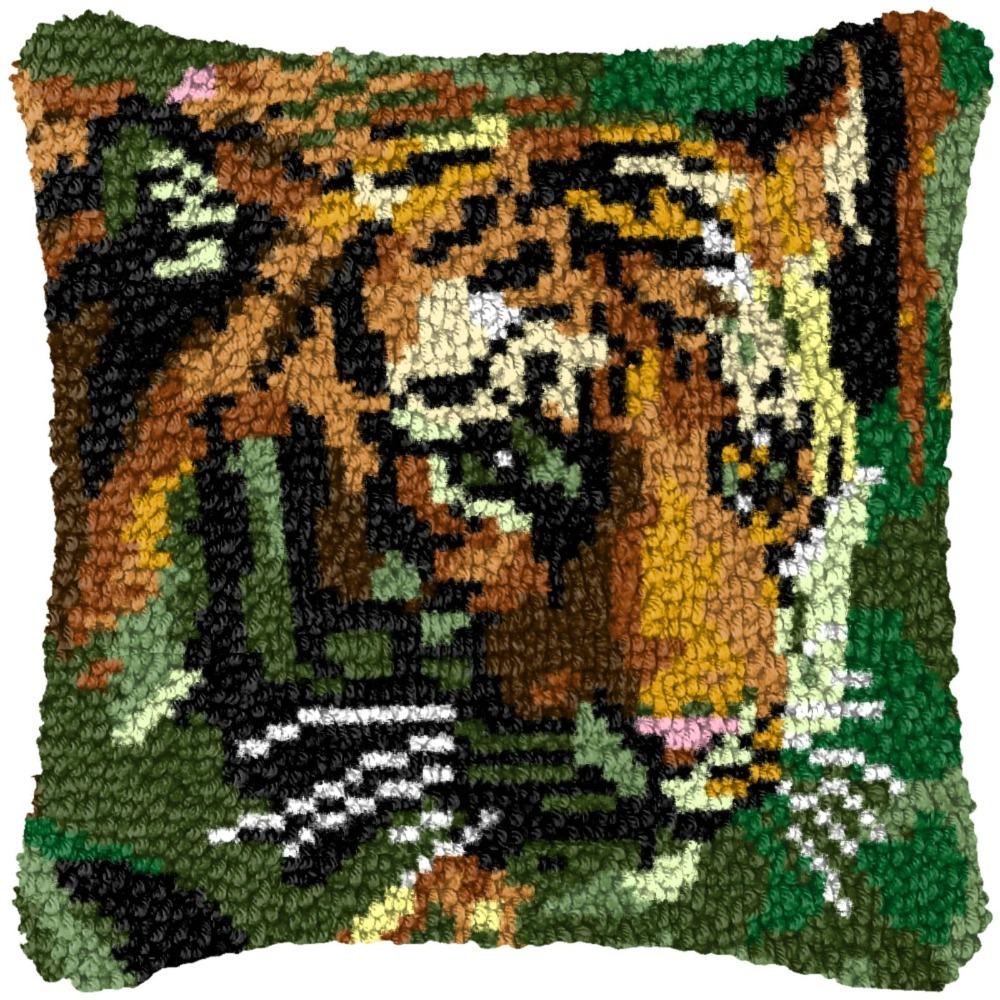 Latch Hook Kit for Adults with Wolf Pattern DIY Throw Pillow Cover