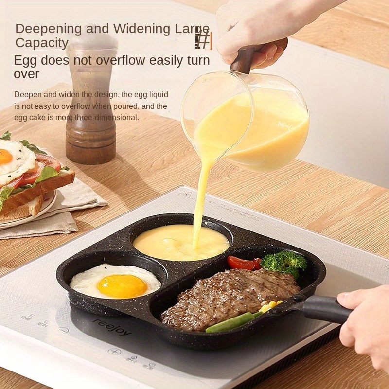 3 in 1 non stick cast iron breakfast pan multi use egg steak and flat bottomed frying pan for sausages eggs and more sausage cooking tool modern kitchenware durable cookware Product details 3